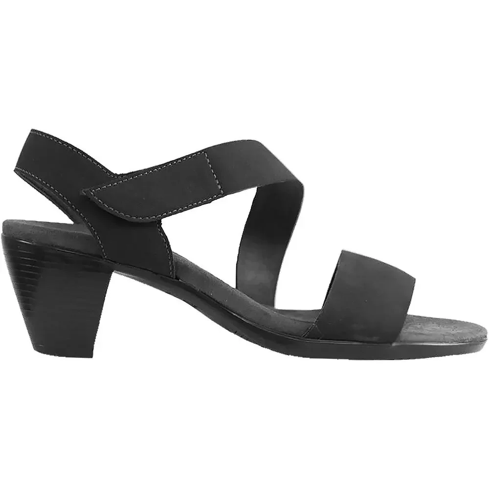 Munro Lucia Black Nubuck Heel Sandals Comfort Walking Dress Shoes Size 7